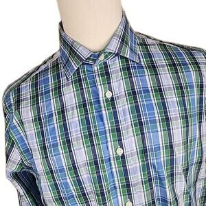 Lauren Ralph Lauren Shirt Mens L Reg Fit Performance Blue Plaid Cotton Stretch